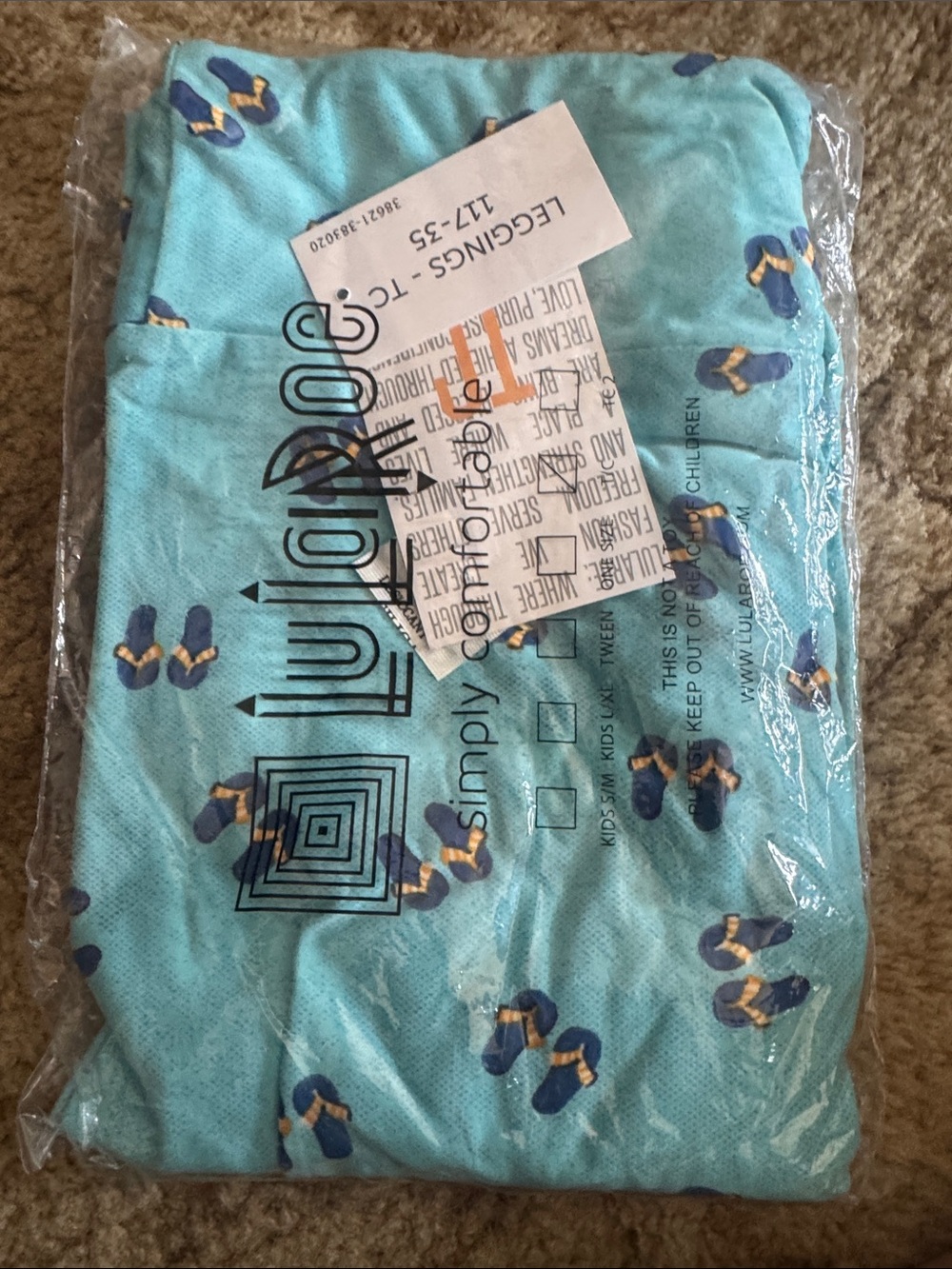 LuLaRoe Aqua Headband with Navy and Yellow Flip-Flop Print